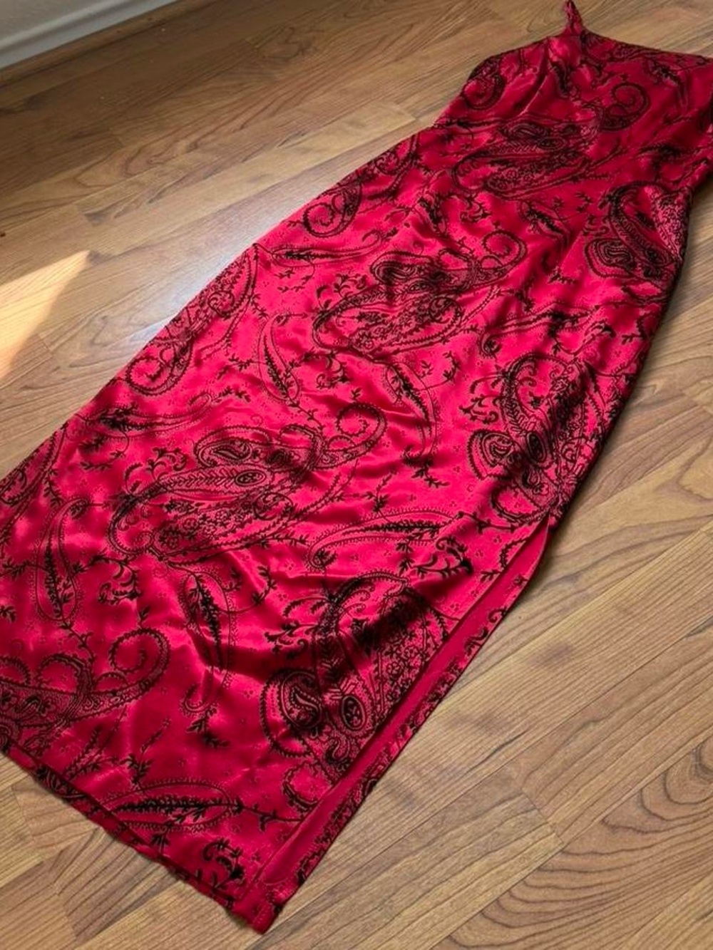 All That Jazz Red and Black Paisley Midi Dress